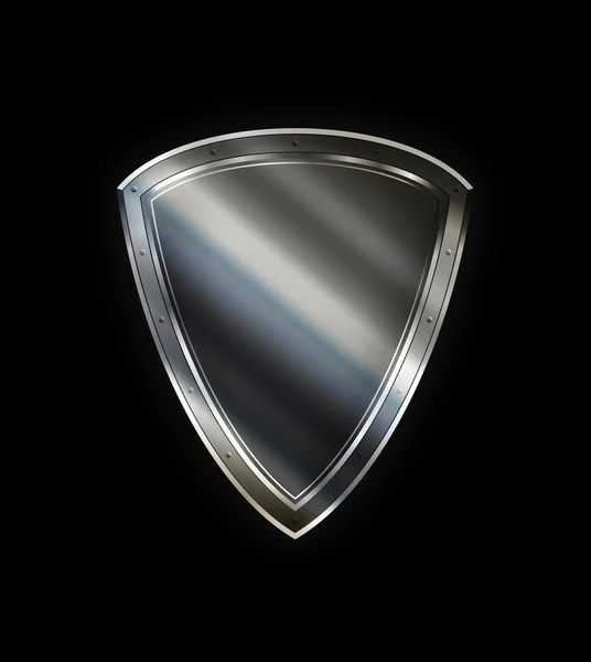 Silver shield på svart bakgrund. — Stockfoto