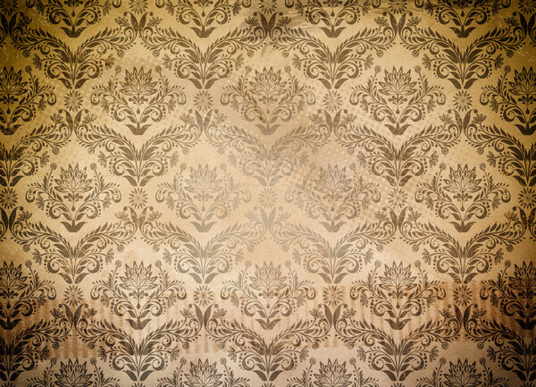 Grunge paper background with floral vintage patterns.