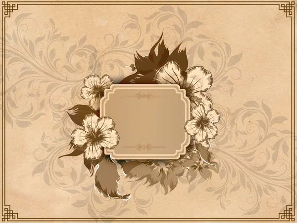 Винтажный фон с цветочной рамкой . — стоковое фото