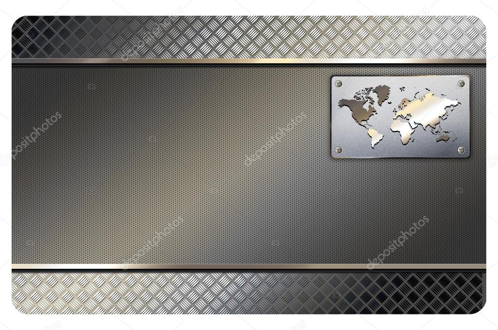 Business card template. Metal background.