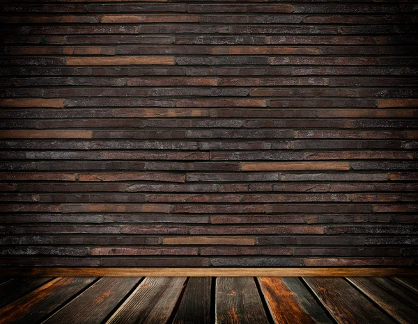 Alter Ziegelstein und Holzboden. — Stockfoto