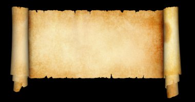 Siyah arka plan üzerine parşömen kaydırma.