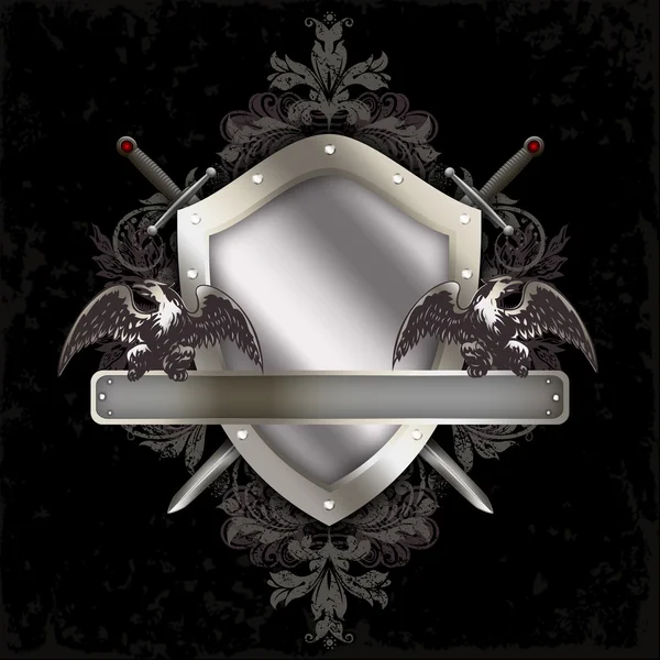Wappenschild mit Schwertern und Adlern. — Stockfoto