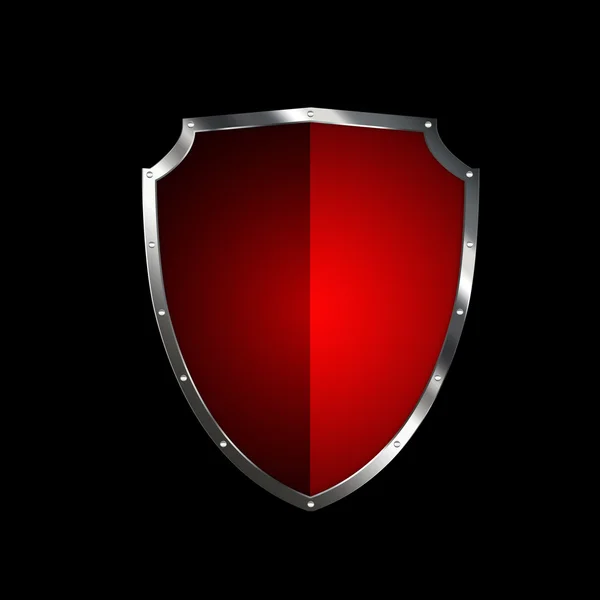 Red shield with silver riveted border. — Stock Photo, Image