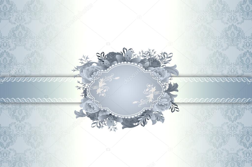 Decorative background with floral patterns and frame.