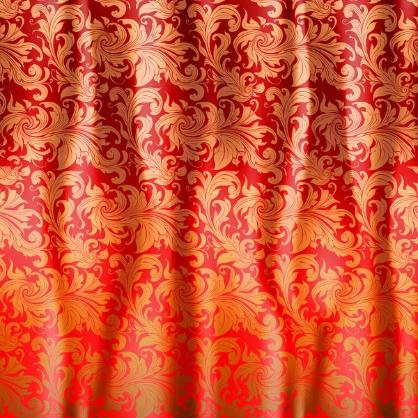 Red curtain with ornament. — 图库照片