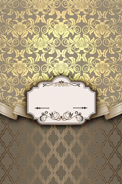 Vintage decorative background with frame and ribbon. — Stock Photo, Image