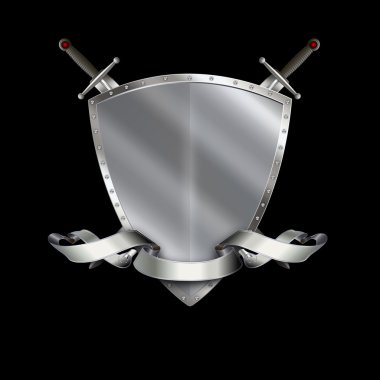 Kılıç ve gümüş şerit ile gümüş hanedan kalkan.