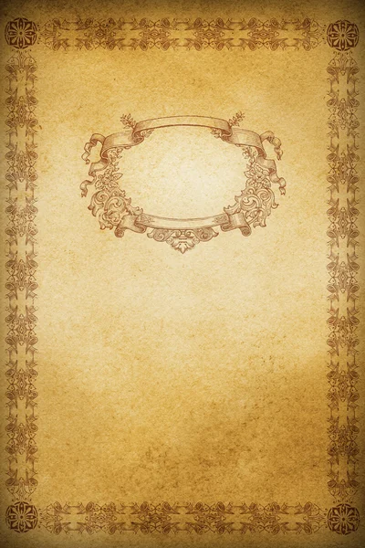 Old paper backdrop with old-fashioned decorative border. — Stock Photo, Image