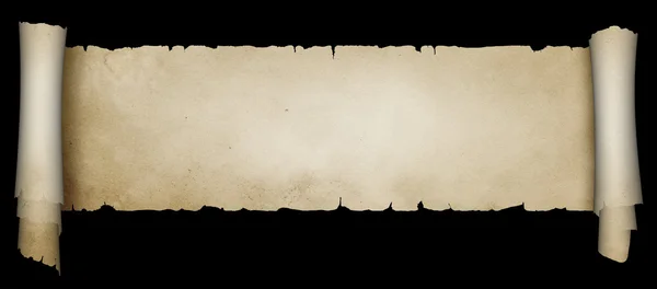 Antike Schriftrolle auf schwarzem Hintergrund. — Stockfoto