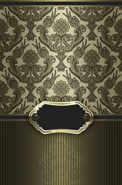 Fundo decorativo dourado com moldura e ornamento . — Fotografia de Stock