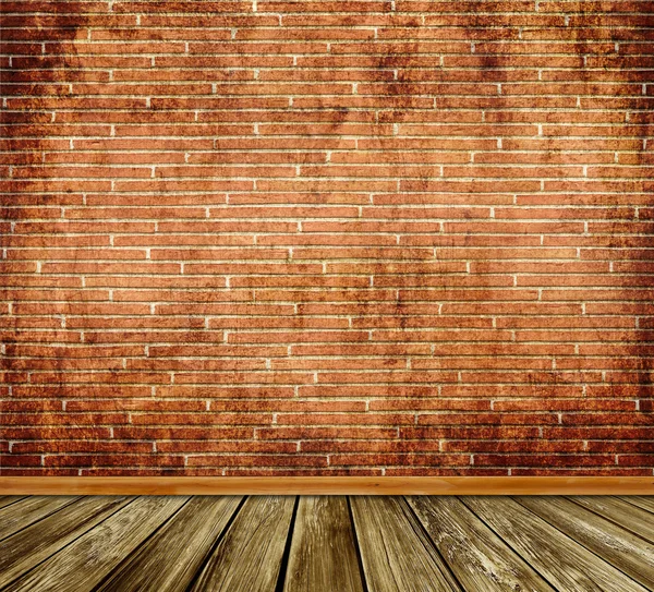 Alte Ziegelwand und Holzboden Hintergrund. — Stockfoto