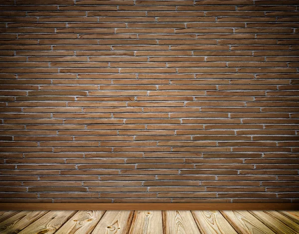 Brickswall a dřevěné podlahy pozadí. — Stock fotografie