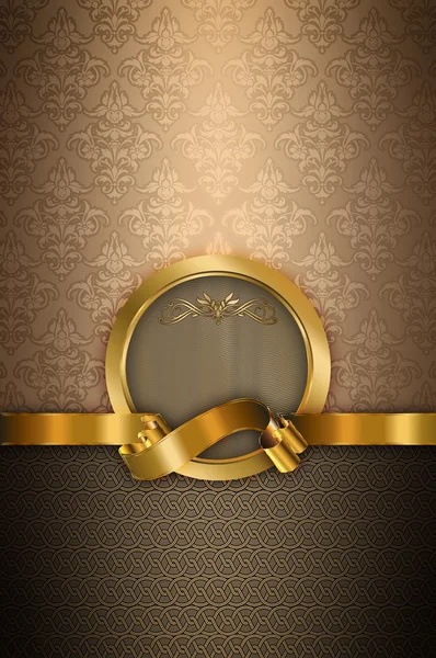 Vintage ornamental background with ribbon and frame. — Stock Photo, Image