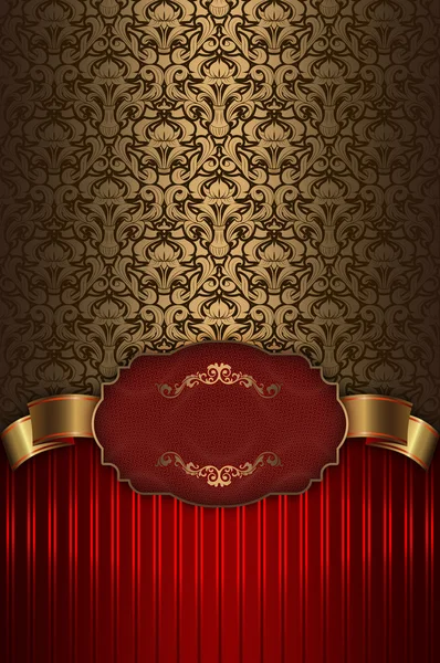 Red and gold vintage background with frame. — Stock Photo, Image