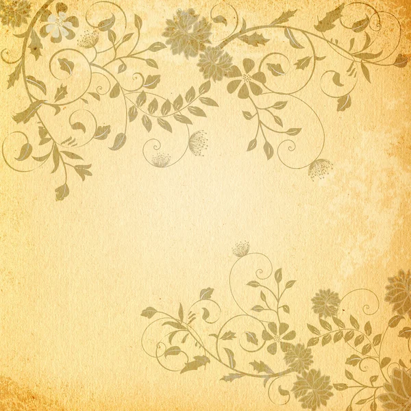 Gamla papper bakgrund med blommiga mönster. — Stockfoto