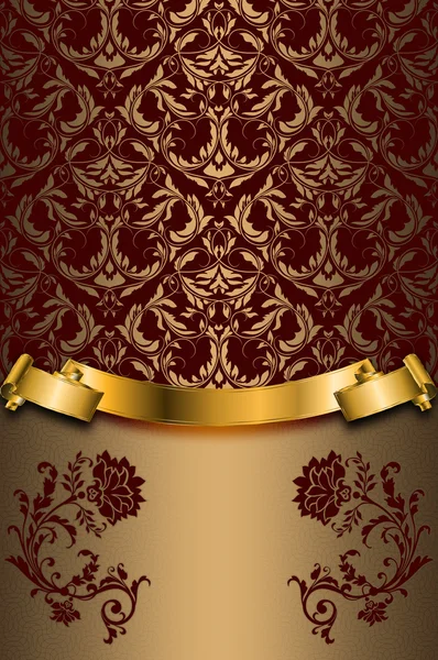 Gold and red floral background. — Stock Photo, Image