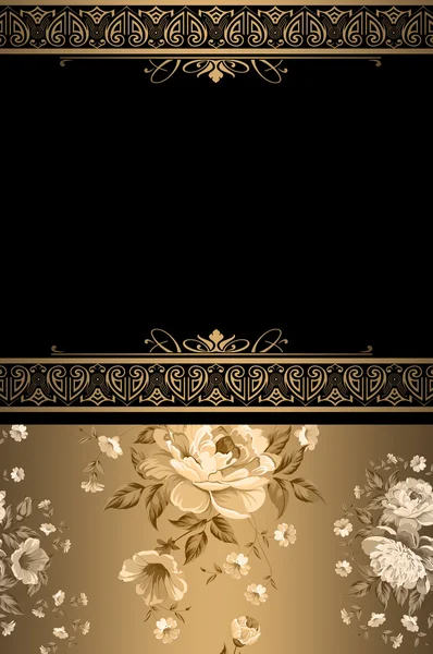 Gold and black decorative floral background. — Stock Photo, Image