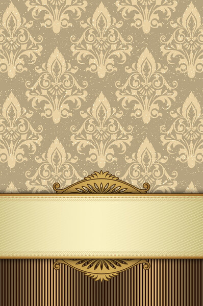 Decorative background with border and vintage patterns.