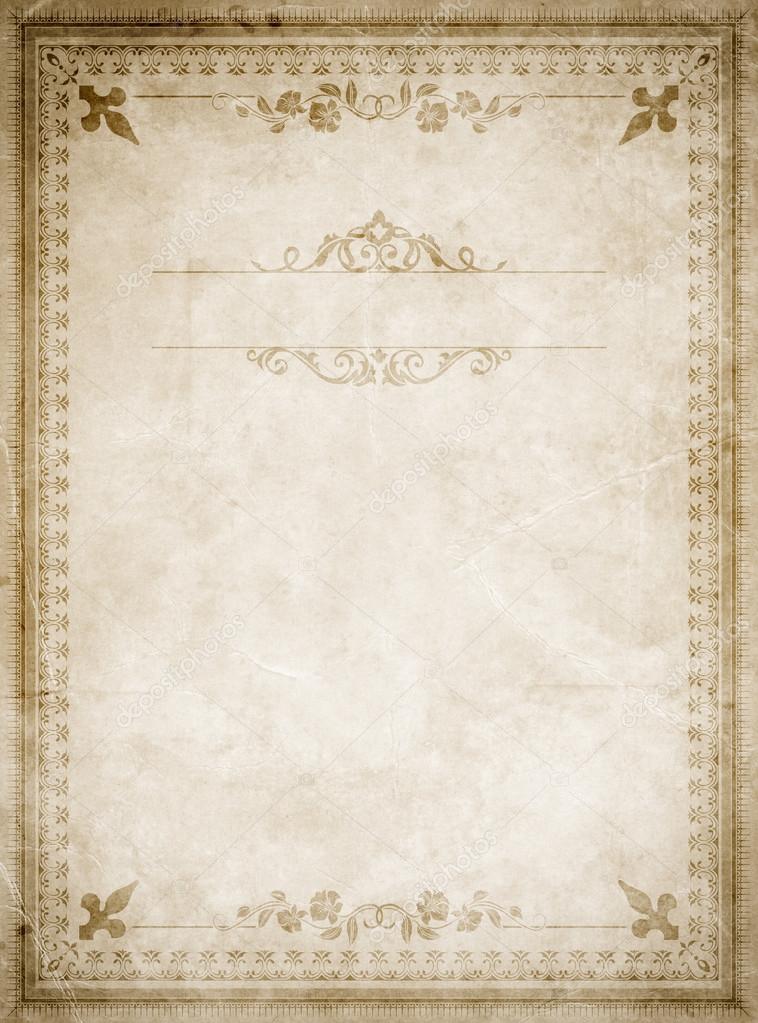 Old paper background with decorative border.