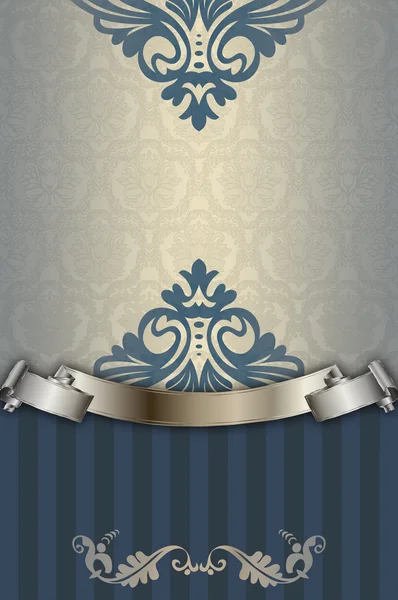 Vintage ornamentalen Hintergrund mit silbernem Band. — Stockfoto