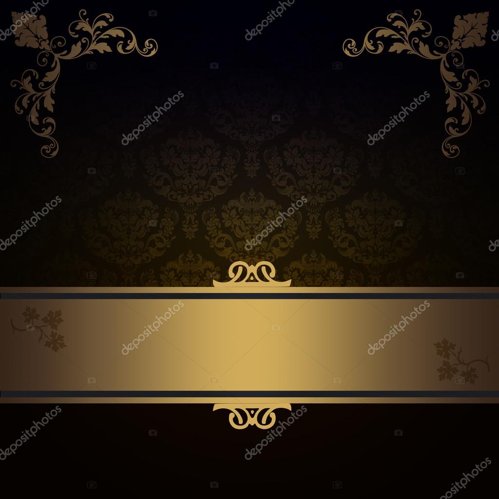 Black vintage background with gold border. — Stock Photo © ke77kz #90925066