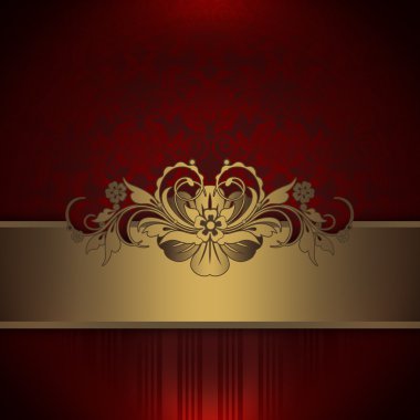 Altın çiçek kenarlıklı dekoratif arka plan.