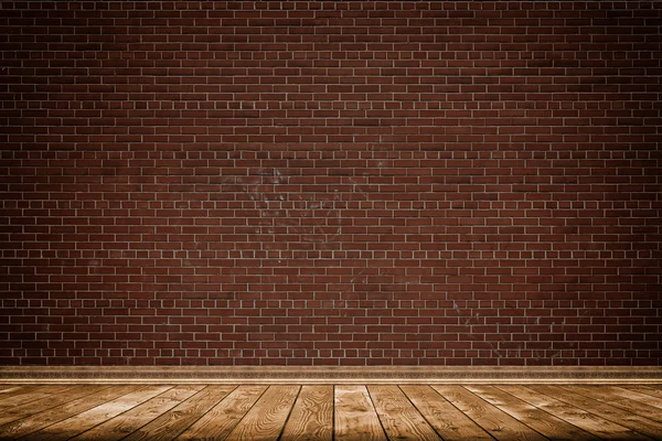 Brick wall and wooden floor background. — Stock Photo, Image