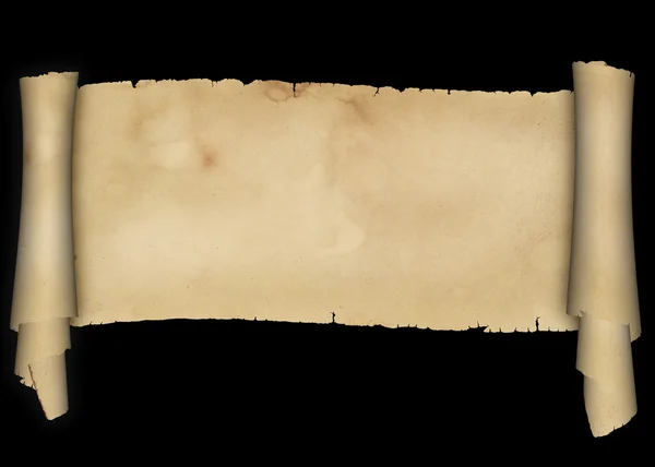 Пергаментный свиток на черном фоне . — стоковое фото