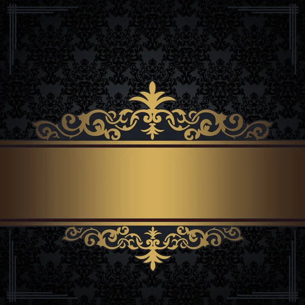 Altın kenar ve köşeleri ile antika arka plan siyah.