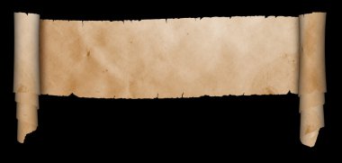 Siyah arka plan üzerine antika parşömen.