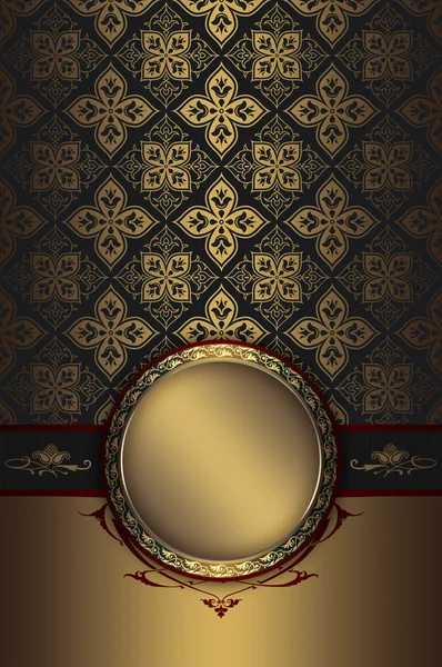 Gold decorative background with vintage frame. — Stock Photo, Image