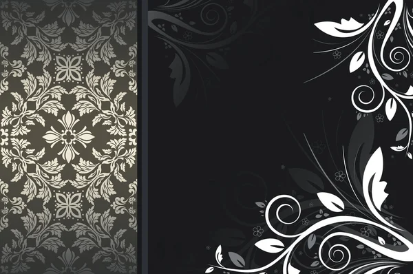 Mörk vintage bakgrund med blommiga mönster. — Stockfoto