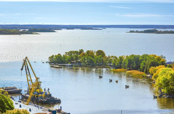 Vuoksa ústa. Pohled z věže úřadu Olaf v Vyborgu. Rusko — Stock fotografie