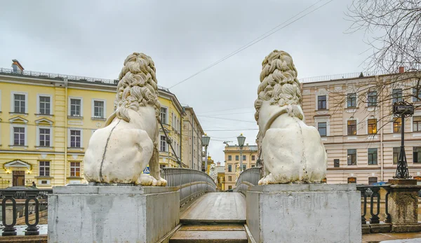 サンクトペテルブルクのライオンズブリッジ ストック画像