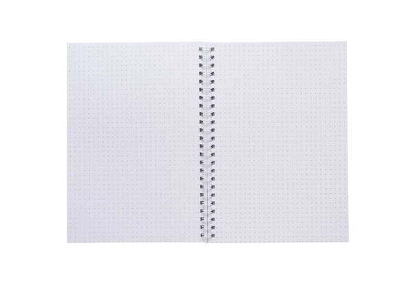 Caderno Branco Espiral Pontilhado Branco Papel Isolado Sobre Fundo Branco — Fotografia de Stock