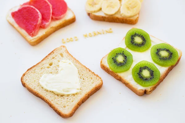 Bright Mix Sandwiches Breakfast Good Morning Inscription — Stock Photo, Image