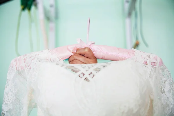Close Wedding Dress Hanger Bride Dress — Stock Photo, Image