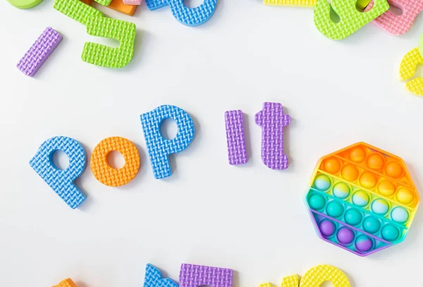 Pop Lettering Most Fashionable Sensory Toy Popular Fashionable Silicone Colorful — Stock Photo, Image