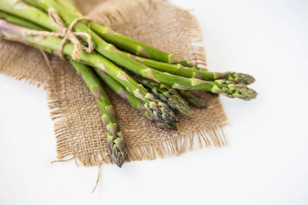 Fresh Green Asparagus Tied Thread Lying Sacking Healthy Wholesome Food — Stock Photo, Image