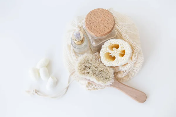 Kit Inicio Libre Residuos Para Limpieza Facial Loofah Cepillo Esponja — Foto de Stock