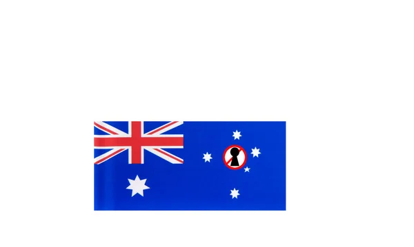 Bandera Con Una Advertencia Bloqueo Australia —  Fotos de Stock