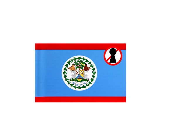 Flaga Ostrzeżeniem Zablokowaniu Belize — Zdjęcie stockowe