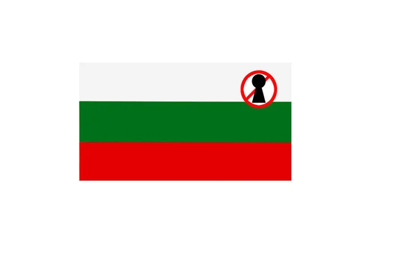 Drapeau Avec Avertissement Verrouillage Bulgarie — Photo