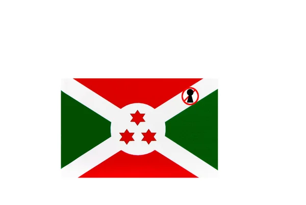 Bandeira Com Aviso Bloqueio Burundi — Fotografia de Stock