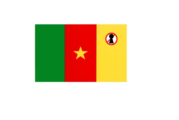 Bandera Con Una Advertencia Bloqueo Camerún —  Fotos de Stock