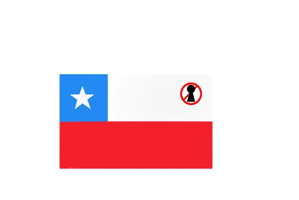 Flag Lockdown Warning Chile — Stock Photo, Image