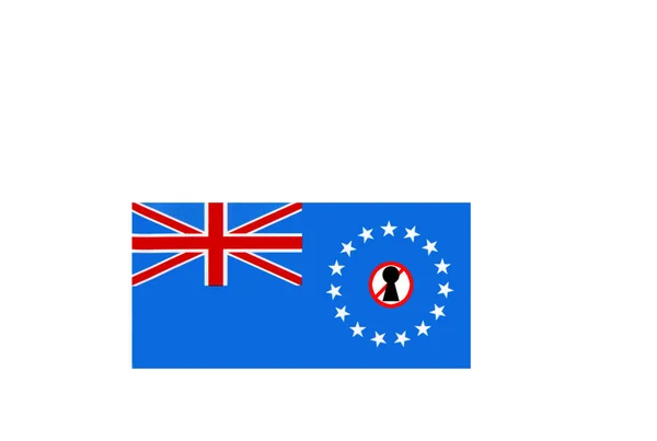 Flagge Mit Einer Warnung Vor Cook Islands — Stockfoto