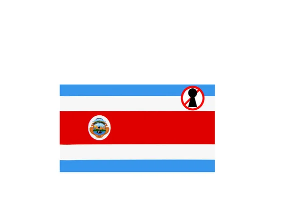 Flag Lockdown Warning Costa Rica — Stock Photo, Image