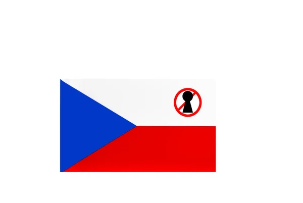 Bandera Con Una Advertencia Bloqueo República Checa —  Fotos de Stock